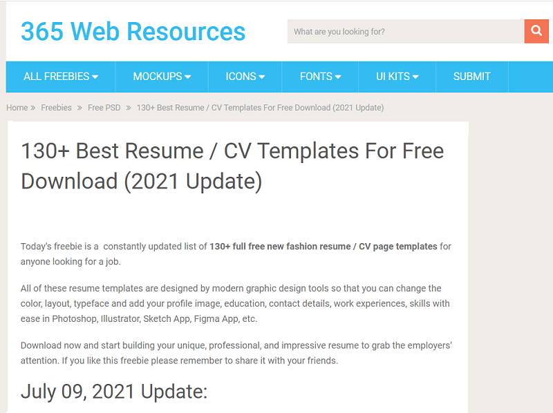 365webressources modèles de cv gratuits PSD