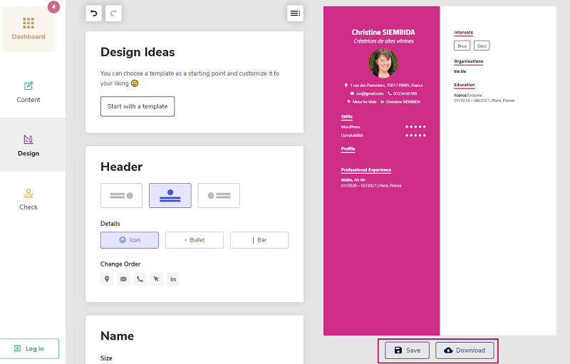 FlowCV CV avec modèle gratuit
